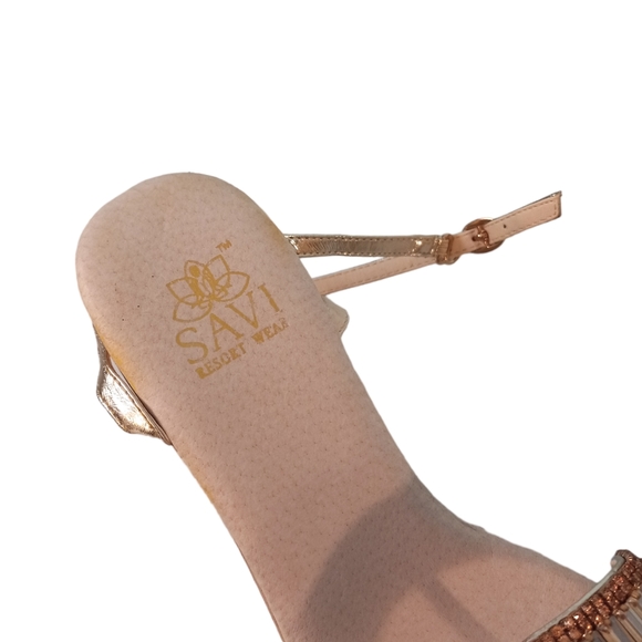 NWOT | SAVI Resort Wear Jewel Embellished Leather Strap Wedge Heel Sandal | US 8 - Picture 7 of 7
